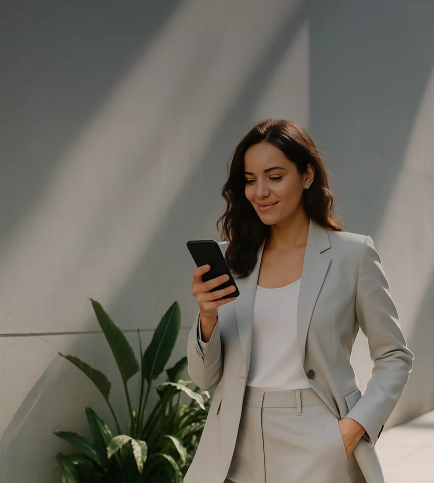photographie d'une femme utilisant l'application